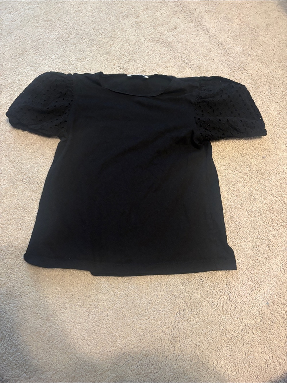 Mayoral Black Eyelet Puff Sleeve Tee